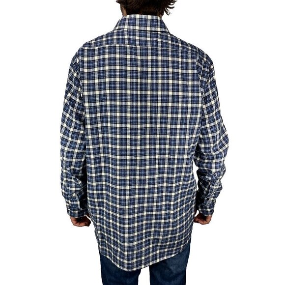 YOSSI Hand-made Casual Western Button-down Blue & White Checkered Shirt - Picture 3 of 5